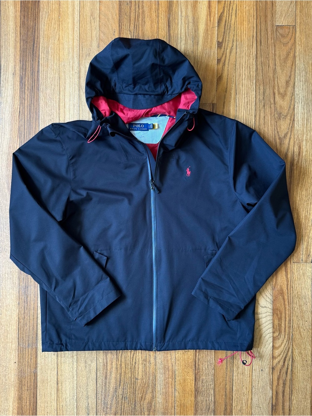 Polo Ralph Lauren Water Resistant Hooded Jacket Size L Black Full Zip Men's - Picture 2 of 5